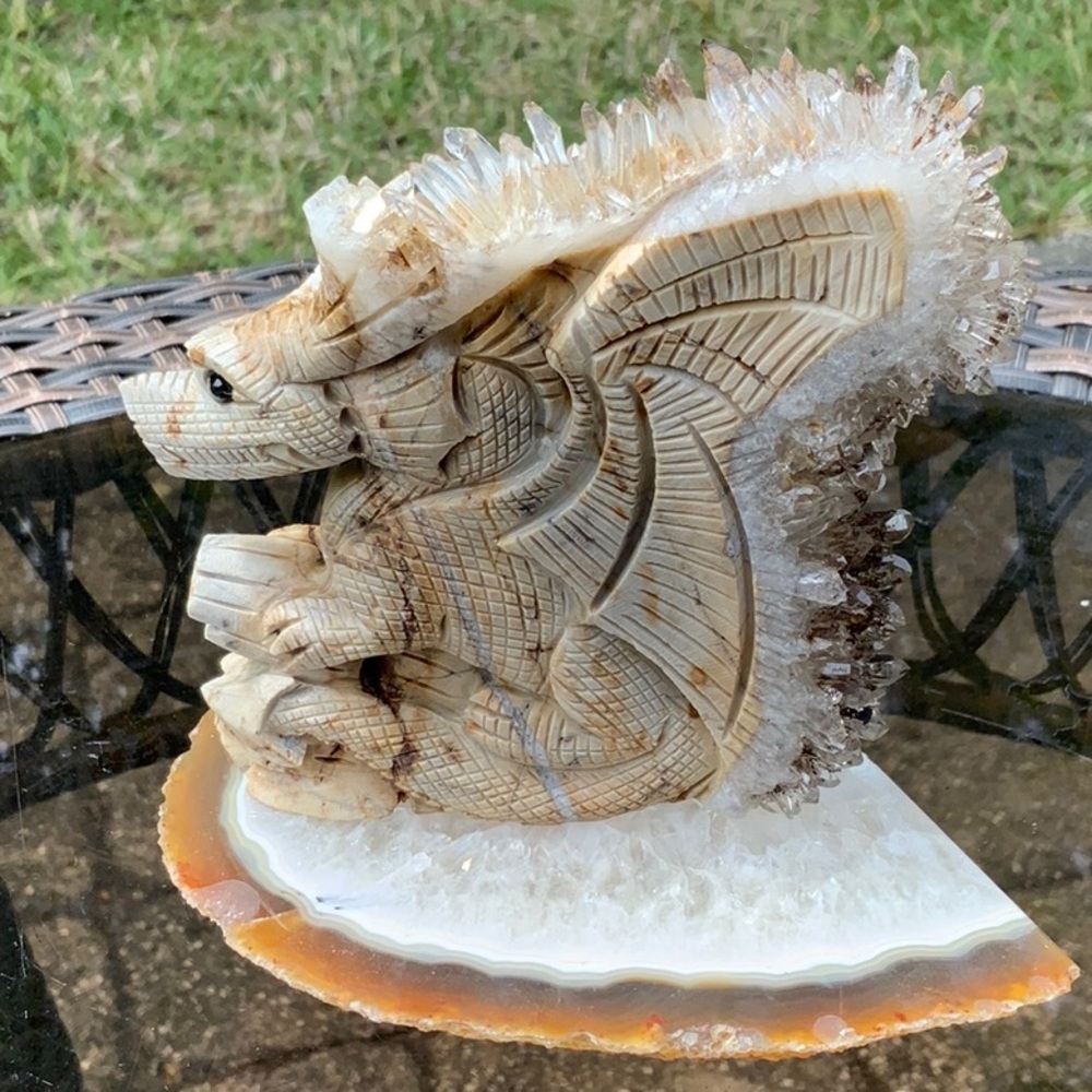 QUARTZ Crystal HAND CARVED Dragon